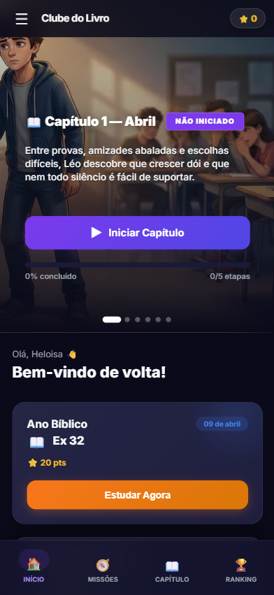 Interface do Ano Bíblico mostrando o capítulo do dia